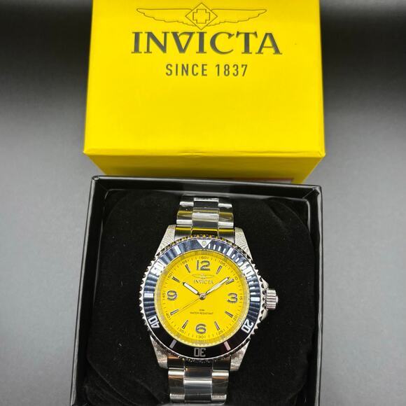 Invicta Specialty 49345 Men 40mm Yellow Dial Black Bezel Stainless Steel Quartz - Picture 4 of 17